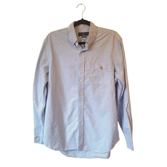 Ralph Lauren Other - Ralph Lauren Men's Classic Fit Light Blue Gingham 100% Cotton Button Down Shirt